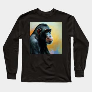 Thoughtful chimpanzee in profile Long Sleeve T-Shirt